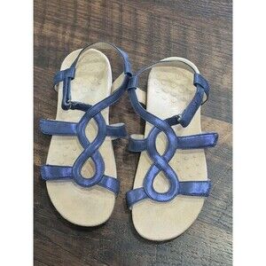 Vionic Sandal Women 8 Metallic Blue Jodie Orthotic Strappy Comfort Dressy Casual